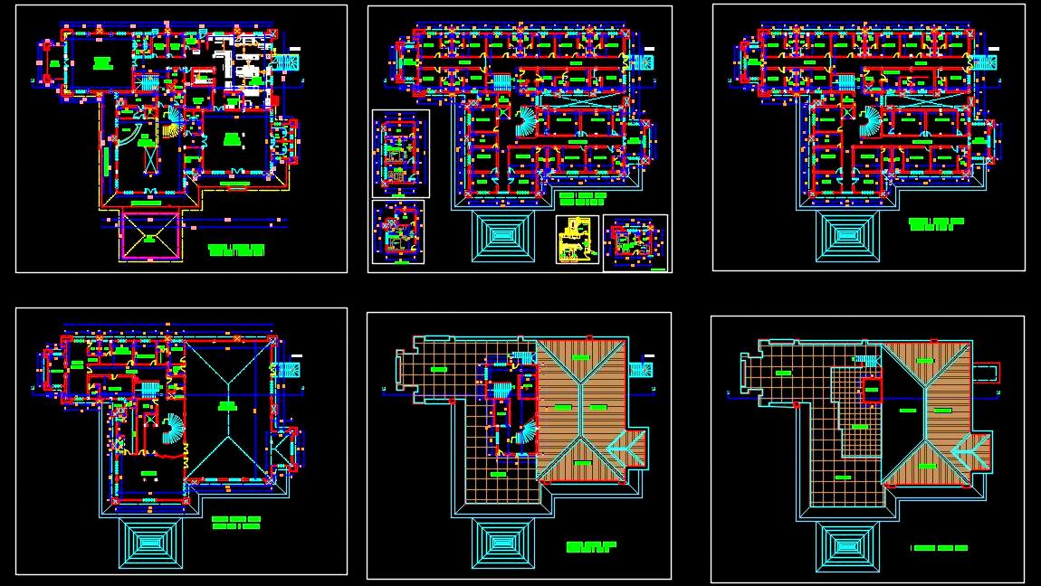 Hotel Architecture DWG Complete G+4 Floor Plan